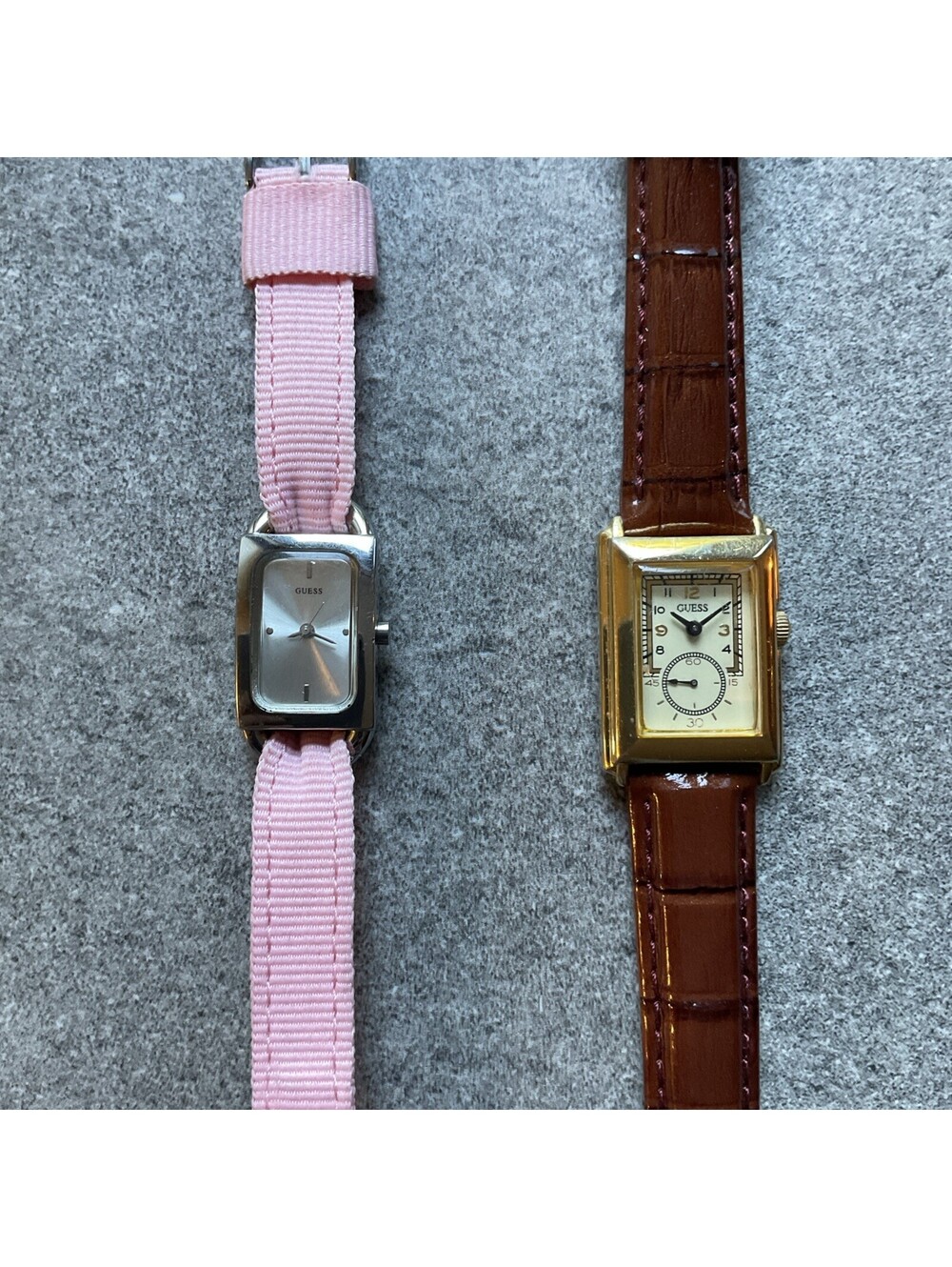 Pair Vintage Guess Womens Tank Style Watch Both Watches Run Great A21